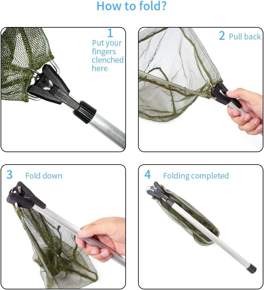 Children's Aluminum Collapsible Telescopic Fishing Net with Nylon Mesh - Ideal for Lakes and Outdoor Play