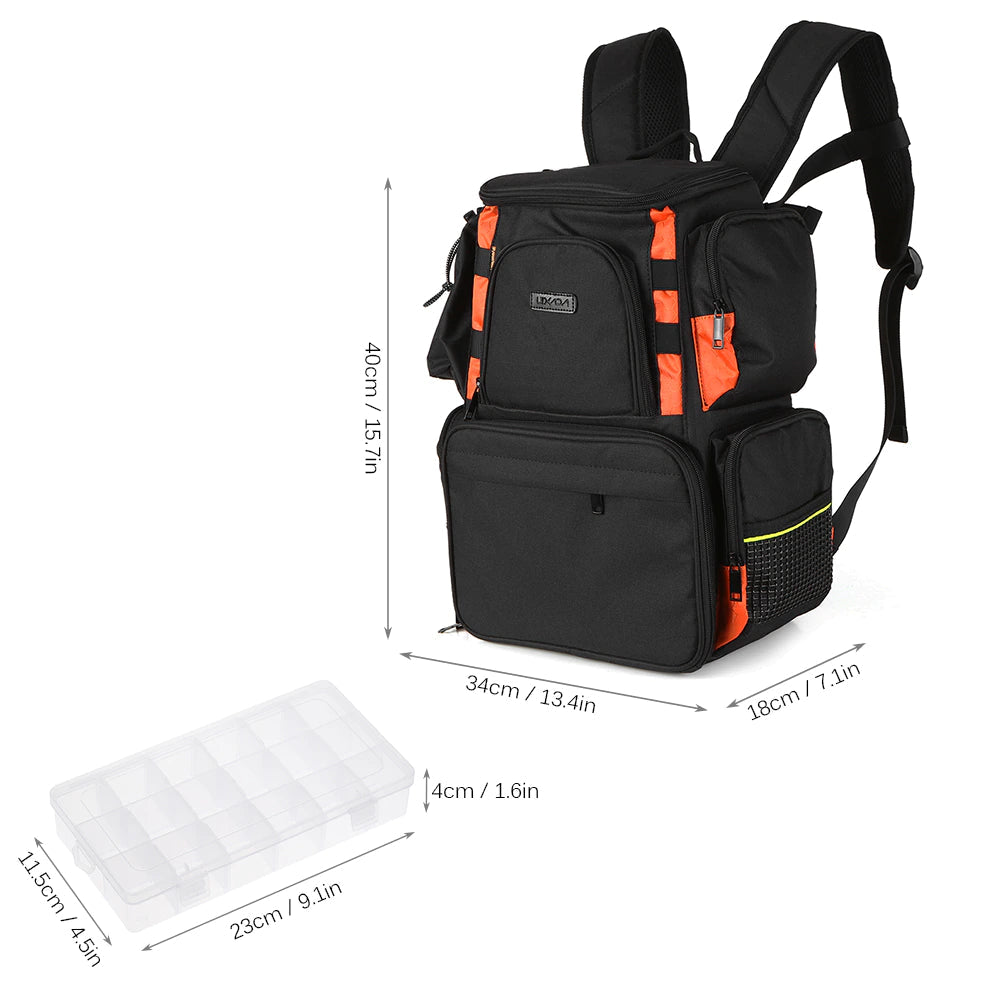 Lixada Waterproof Fishing Backpack with Adjustable Straps and Tackle Storage Bag + Tackle Boxes