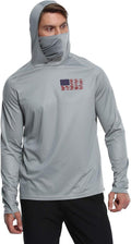Men's UPF 50 Hooded Fishing Shirt with Gaiter Mask and Sun Protection - Gray, Size XL