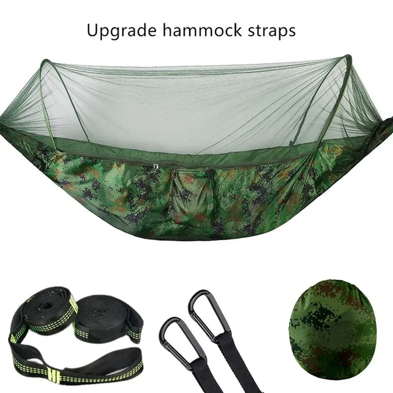 2023 Portable Camping Hammock with Mosquito Net and Pop-Up Light