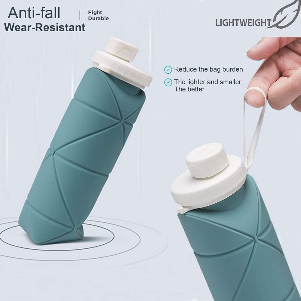 Collapsible Reusable Silicone Water Bottles with Valve for Hiking