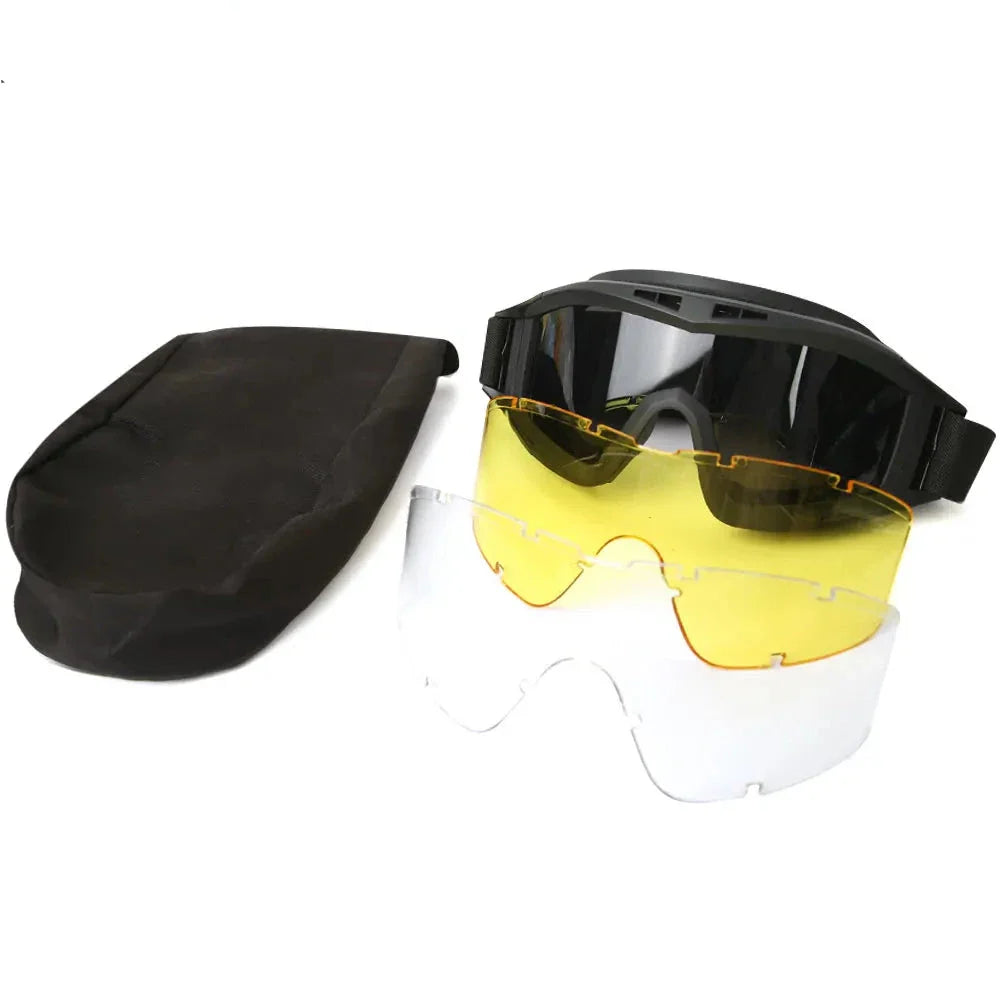 Tactical Airsoft Goggles - Anti-Fog, 3 Lens Protection for Hunting, Cycling, Shooting, and More