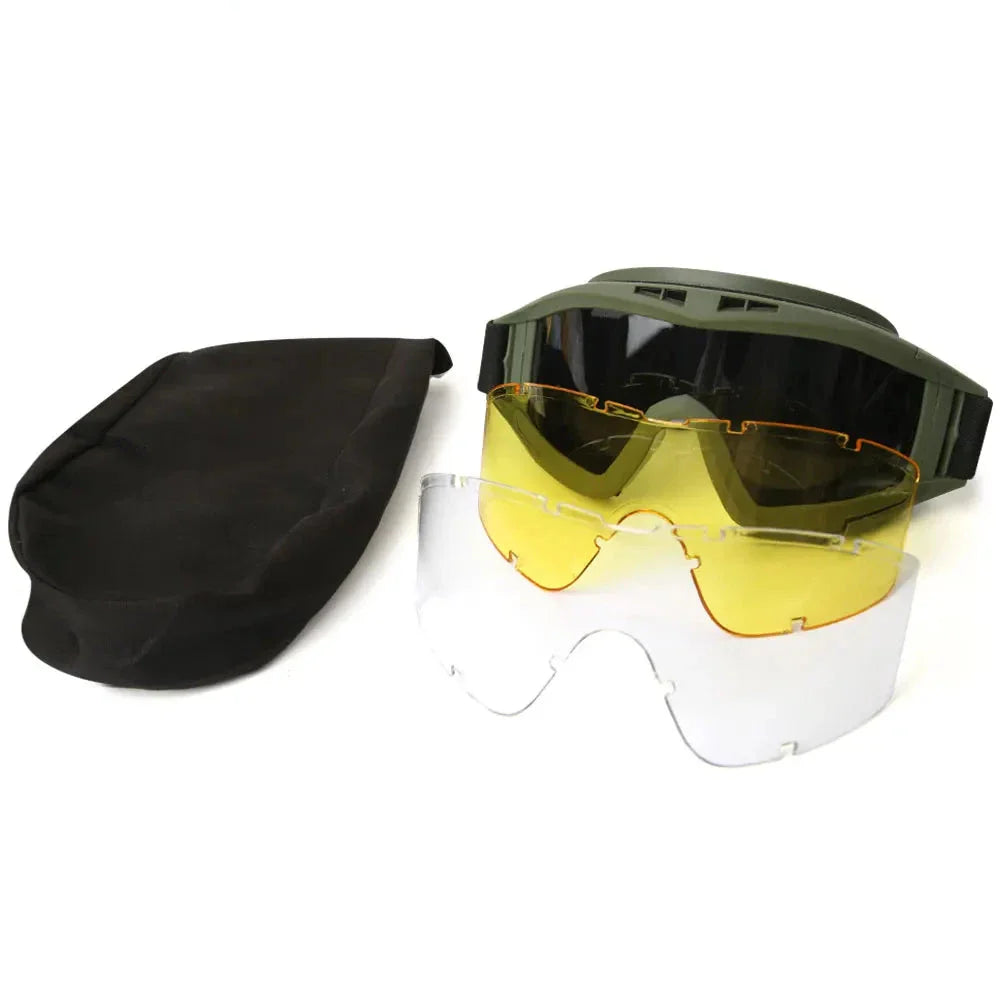 Tactical Airsoft Goggles - Anti-Fog, 3 Lens Protection for Hunting, Cycling, Shooting, and More
