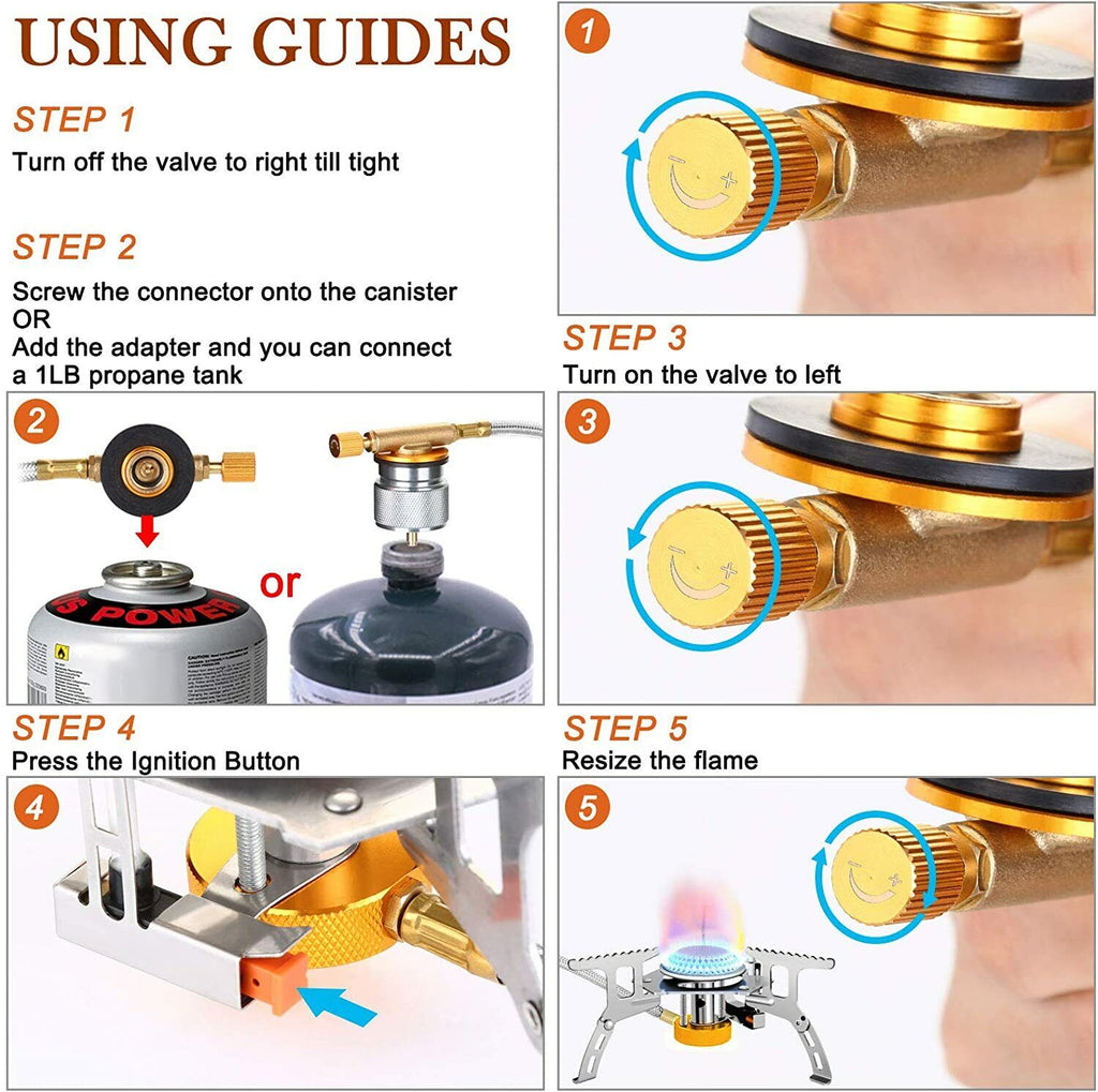 3700W Ultralight Portable Gas Stove with Piezo Ignition + Burner and Case