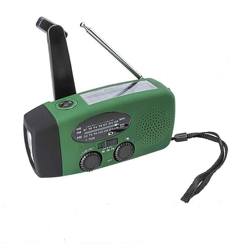 Portable Emergency Solar Radio with Hand Crank, NOAA Weather Alerts, LED Flashlight & 1000mAh Power Bank