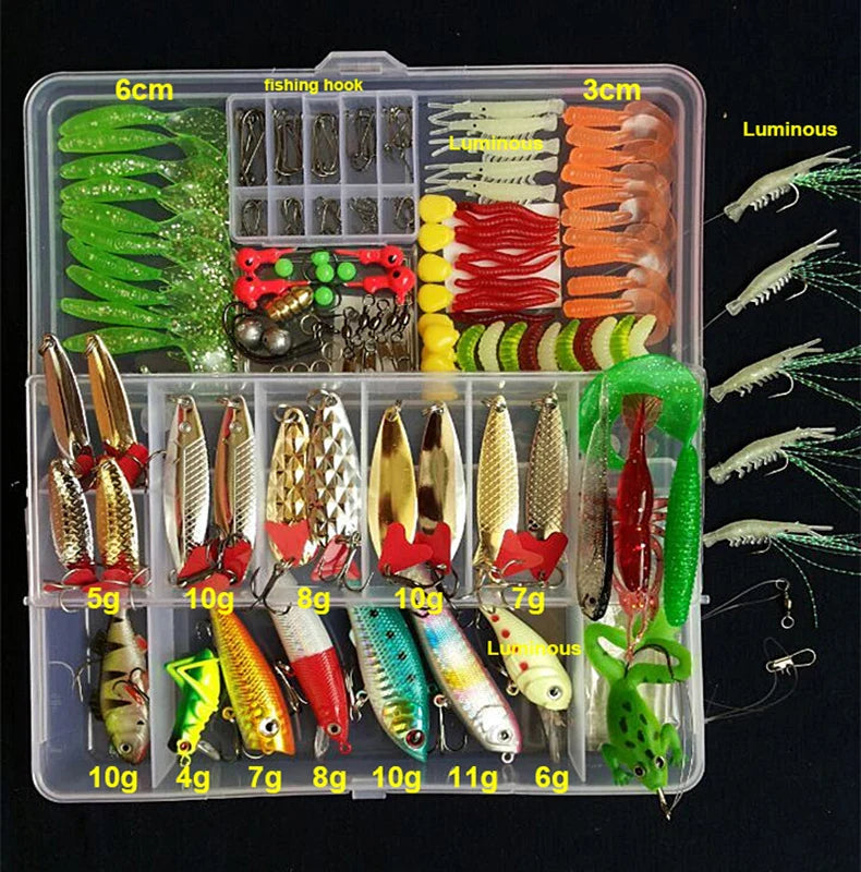 All-in-One Fishing Lure Kit – Hard Artificial Lures, Soft Baits, Metal Jigs & Tackle Box