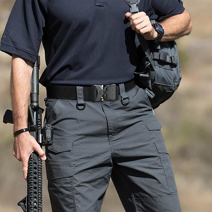 Heavy Duty Tactical Belt for Men with Metal Alloy Quick Release Buckle