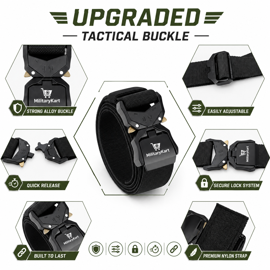 Heavy Duty Tactical Belt for Men with Metal Alloy Quick Release Buckle