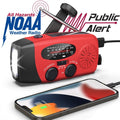 NOAA Emergency Weather Radio — Hand Crank, Solar, USB Rechargeable with Phone Charging & SOS Alarm