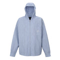F2CE vertical stripe zipper shirt jacket men's heavyweight embroidered shirt pure cotton trendy loose hooded casual jacket