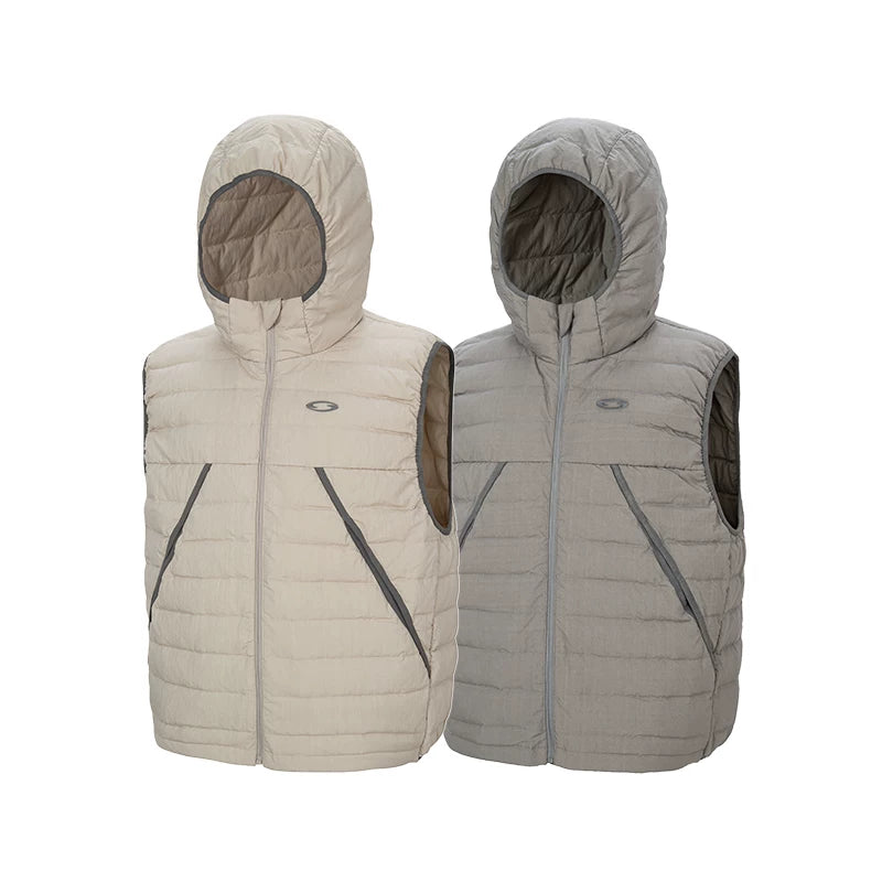 F2CE American trend 90 white duck down hooded pork ribs lightweight outdoor down vest men's couple top jacket