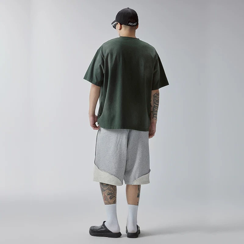 F2CE Trendy Splicing Color Contrasting Casual Pants Beach Pentagram Pants Men's Deconstructed Embroidery Versatile Basic Loose Shorts