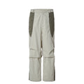 F2CE splicing color blocking functional pleated work pants, loose men's trendy straight leg high street pants, casual pants for spring and summer