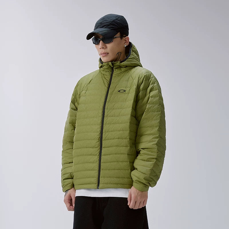 F2CE American trend 90 white duck down hooded pork ribs lightweight outdoor down jacket men's winter couple top jacket