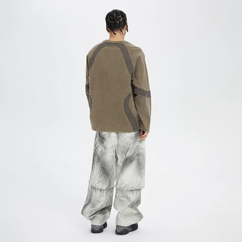 FCE detachable one pair, two pairs, loose straight leg, worn, paratrooper pleated pants, workwear, denim pants, 7-inch shorts