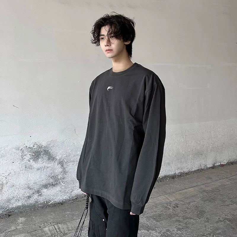 F2CE autumn and winter long sleeved multi-color trendy basic print loose casual couple pure cotton inner layer men's T-shirt base shirt