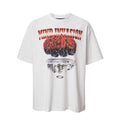 F2CE American high street cyberwind brain print short sleeved loose oversized silhouette couple casual T-shirt trend