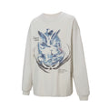 F2CE American retro printed loose casual versatile heavyweight long sleeved T-shirt trendy men's and women's round neck base shirt