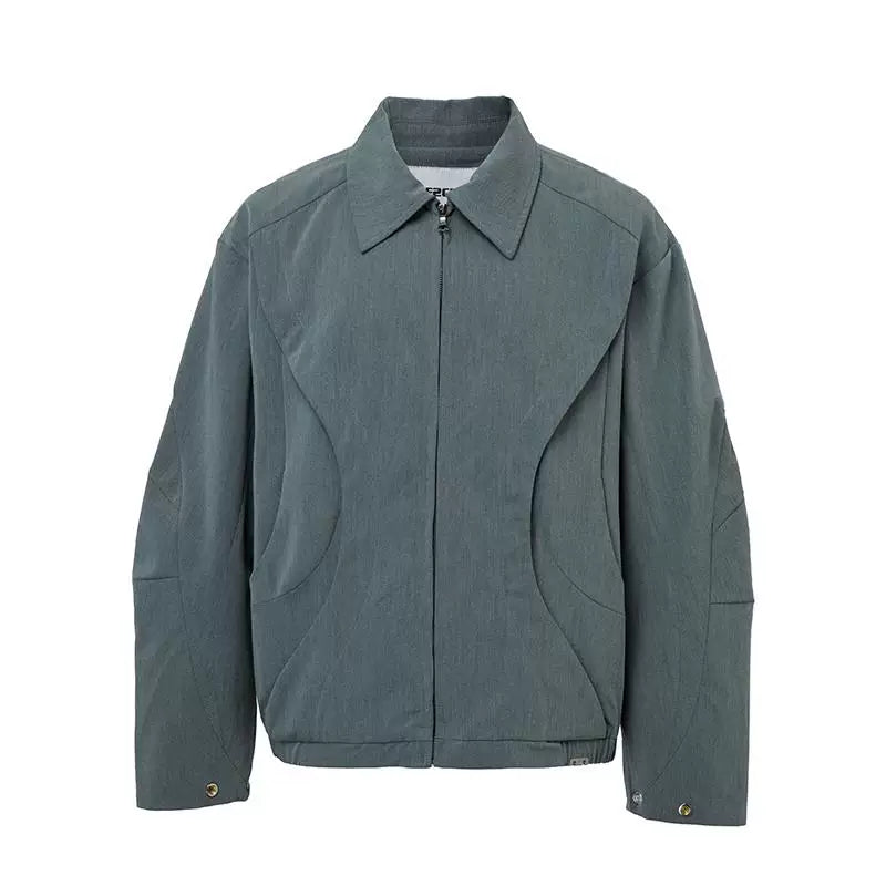 F2CE Trend Deconstruction Wide Edge Splicing CleanFit Collar Zipper Short Wide Jacket Casual Top Coat for Men
