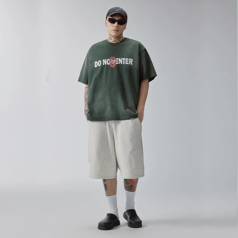 F2CE Trendy Splicing Color Contrasting Casual Pants Beach Pentagram Pants Men's Deconstructed Embroidery Versatile Basic Loose Shorts