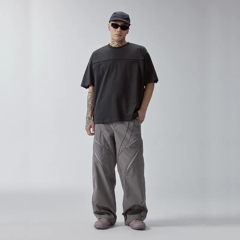 F2CE functional workwear pants with spliced hollow out casual pants, loose men's American trend, Vibe style high street pants, spring and summer