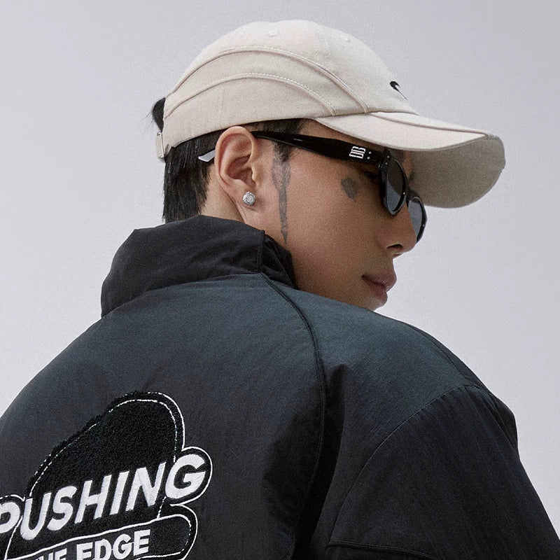 F2CE worn embroidery trend deconstruction splicing baseball cap soft top retro black ducktongue hat adjustable for men and women