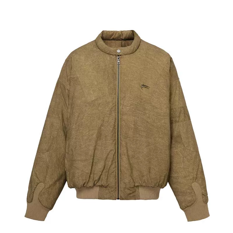 F2CE Trendy Zipper Cotton Jacket American Vibe Loose Wide Fold Cotton Jacket Thickened Warm Cotton Winter Casual Coat