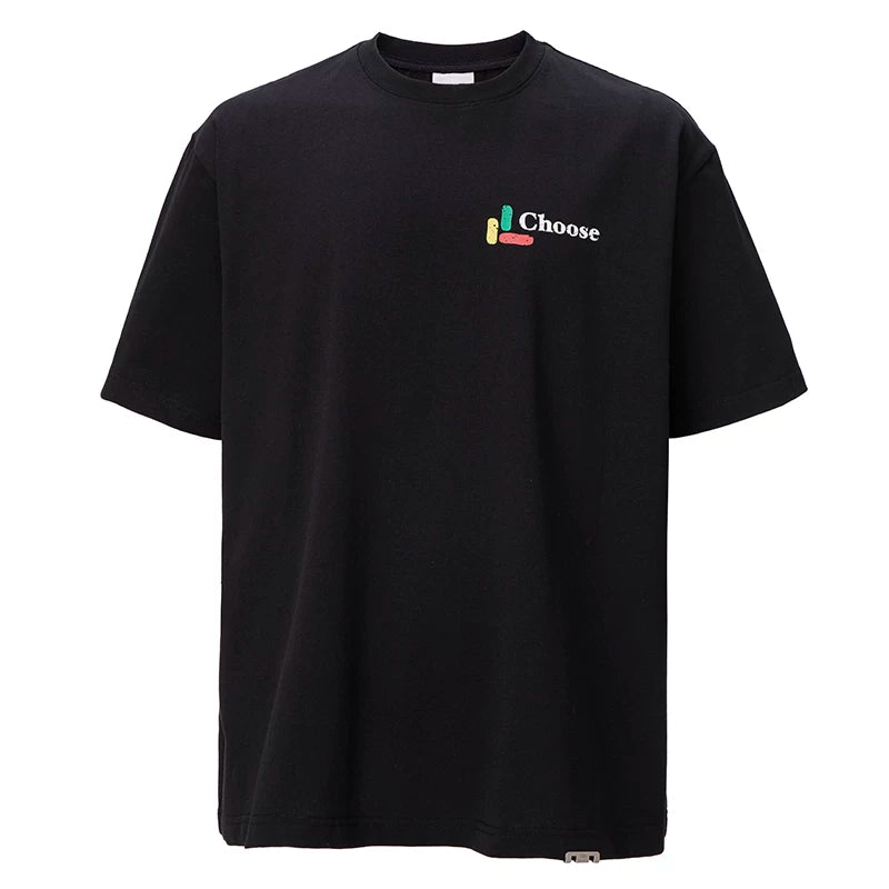 F2CE basic color slogan print couple short sleeved heavy loose cleanfit simple versatile T-shirt for men and women