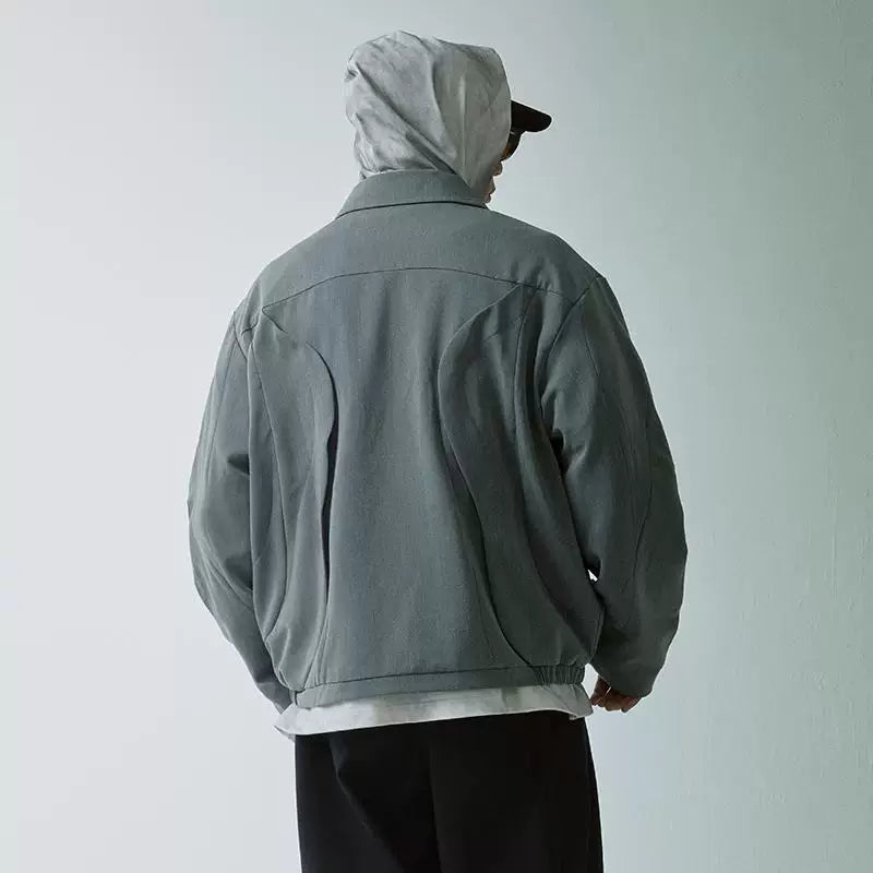 F2CE Trend Deconstruction Wide Edge Splicing CleanFit Collar Zipper Short Wide Jacket Casual Top Coat for Men