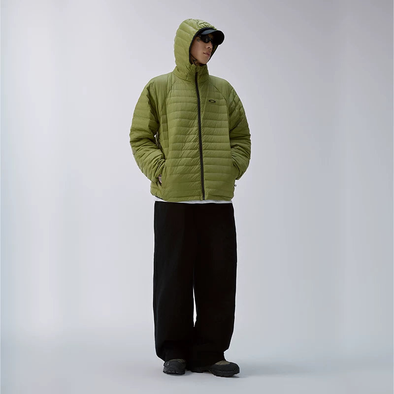 F2CE American trend 90 white duck down hooded pork ribs lightweight outdoor down jacket men's winter couple top jacket