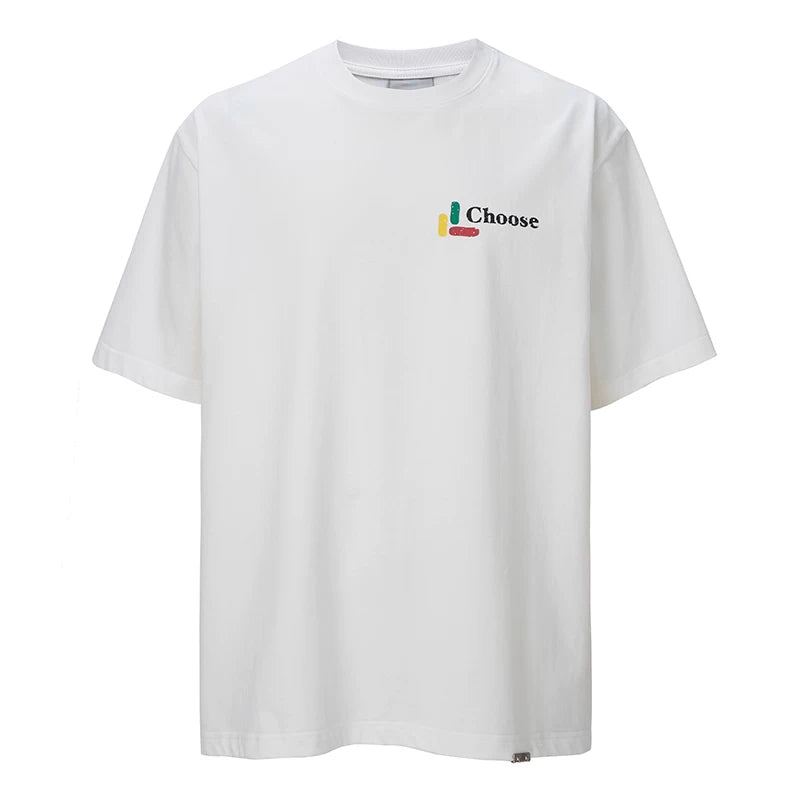 F2CE basic color slogan print couple short sleeved heavy loose cleanfit simple versatile T-shirt for men and women