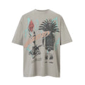 F2CE Printed Vintage Vintage Trendy Do Old Round Neck Short Sleeve Loose Trendy High Street Casual T-shirt for Men and Women