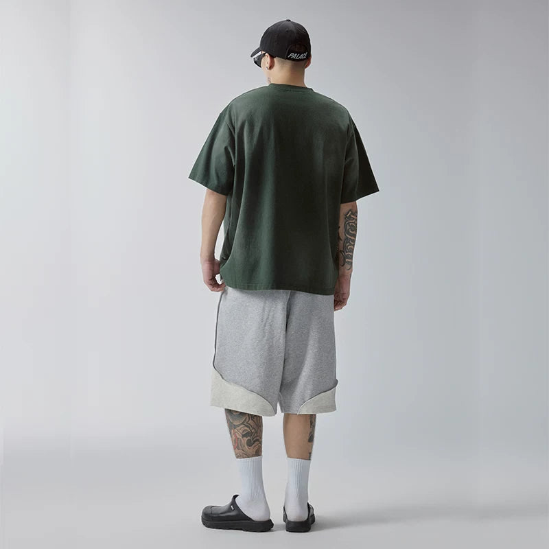 F2CE Trendy Gradient Washed Outdated Slogan Printed Short Sleeve Heavy Loose Simple Versatile T-shirt Half Sleeve for Men and Women