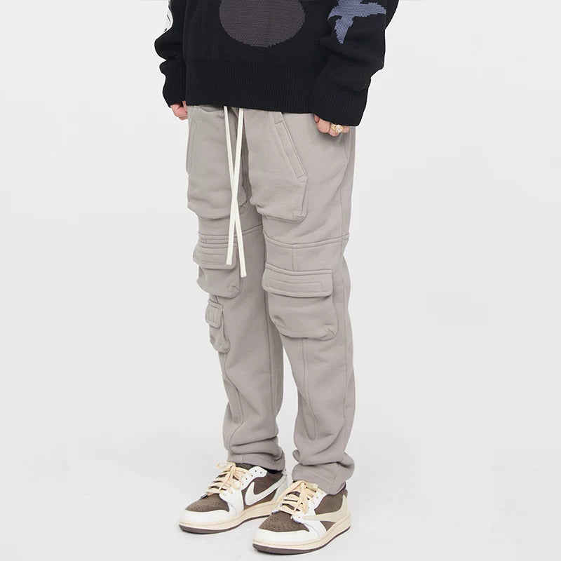 F2CE multi pocket sweatpants with sports function, loose drawstring work pants, high street pants, Vibe casual pants