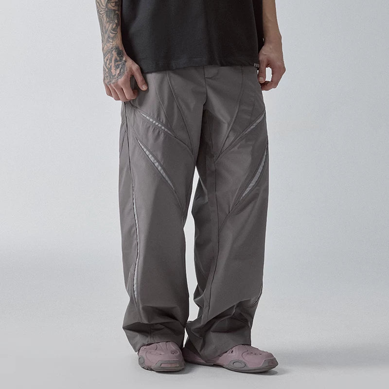 F2CE functional workwear pants with spliced hollow out casual pants, loose men's American trend, Vibe style high street pants, spring and summer
