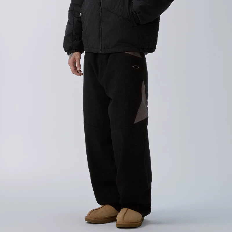 F2CE splicing contrasting functional work pants, loose straight leg men's trendy Vibe style high street pants, casual pants for autumn and winter