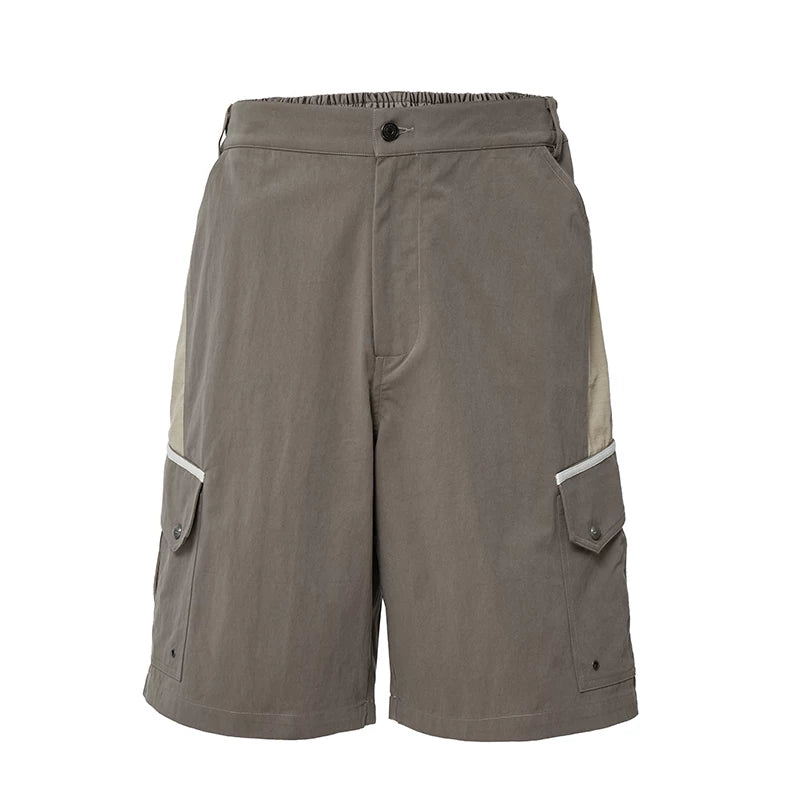 F2CE mountain style outdoor contrasting color splicing trendy workwear shorts for men, retro vintage vintage multi pocket functional casual shorts