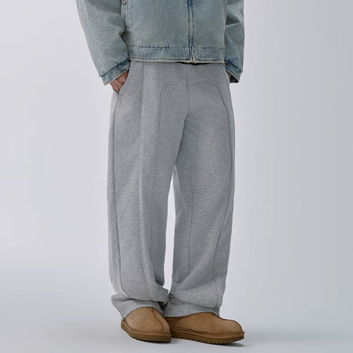 F2CE American heavyweight cleanfit gray sweatpants men's trendy patchwork loose wide leg casual pants sports pants