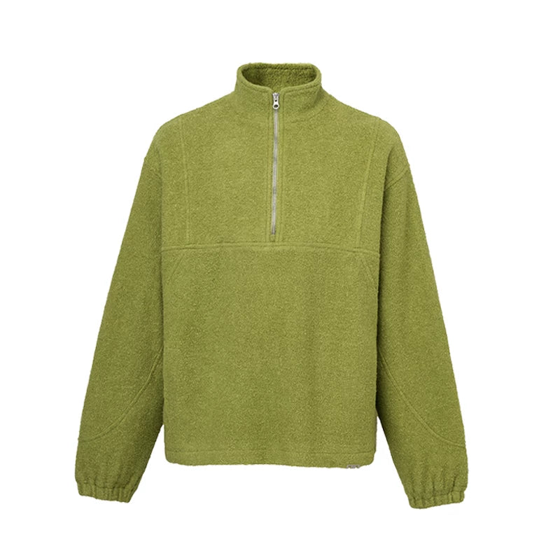 F2CE trendy loose and warm wool fleece sweater, Vibe jacket, autumn and winter stand collar half zipper couple jacket