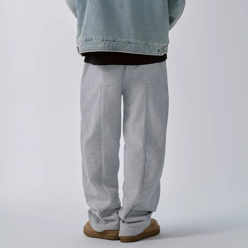 F2CE American heavyweight cleanfit gray sweatpants men's trendy patchwork loose wide leg casual pants sports pants