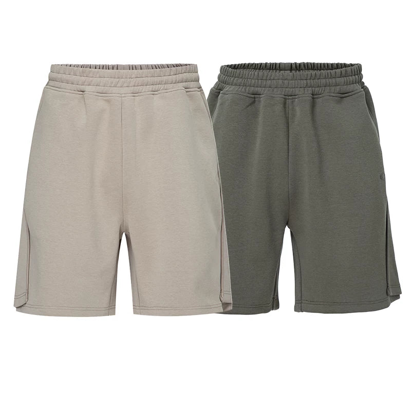 F2CE solid color casual pants beach five quarter pants men's deconstruction splicing embroidery versatile basic trend loose shorts