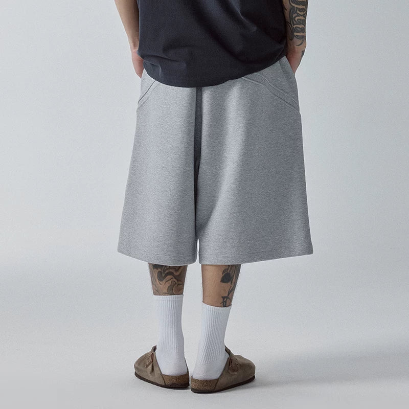 F2CE loose heavyweight basic splicing shorts American trend cropped pants high street Vibe looped casual pants men