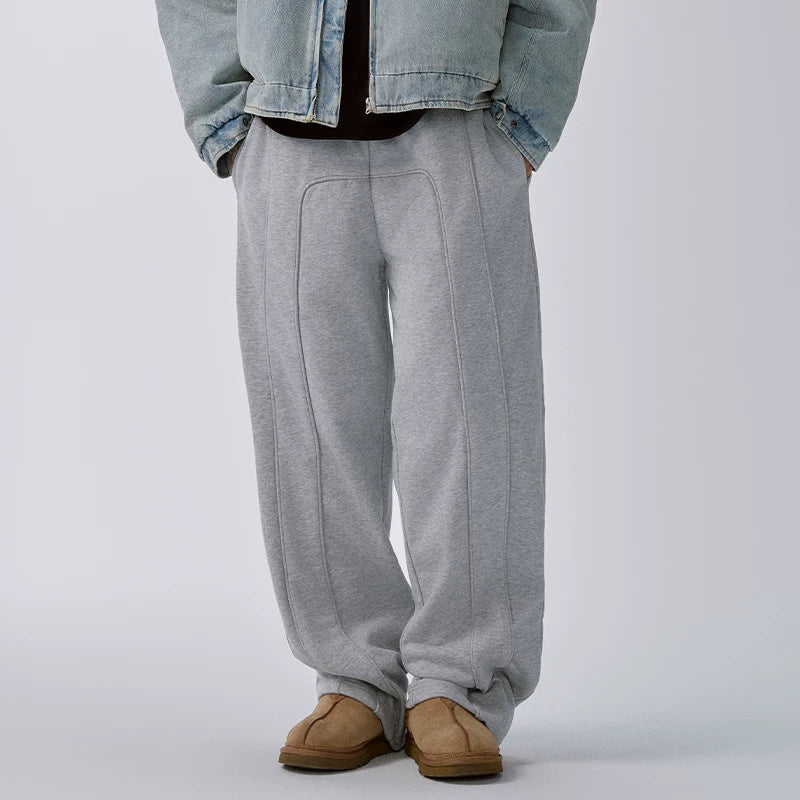 F2CE American heavyweight cleanfit gray sweatpants men's trendy patchwork loose wide leg casual pants sports pants
