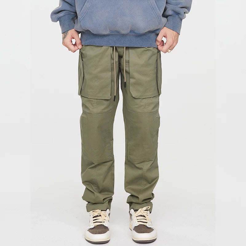 F2CE functional multi pocket workwear casual pants autumn loose strap men's American trend Vibe style high street pants