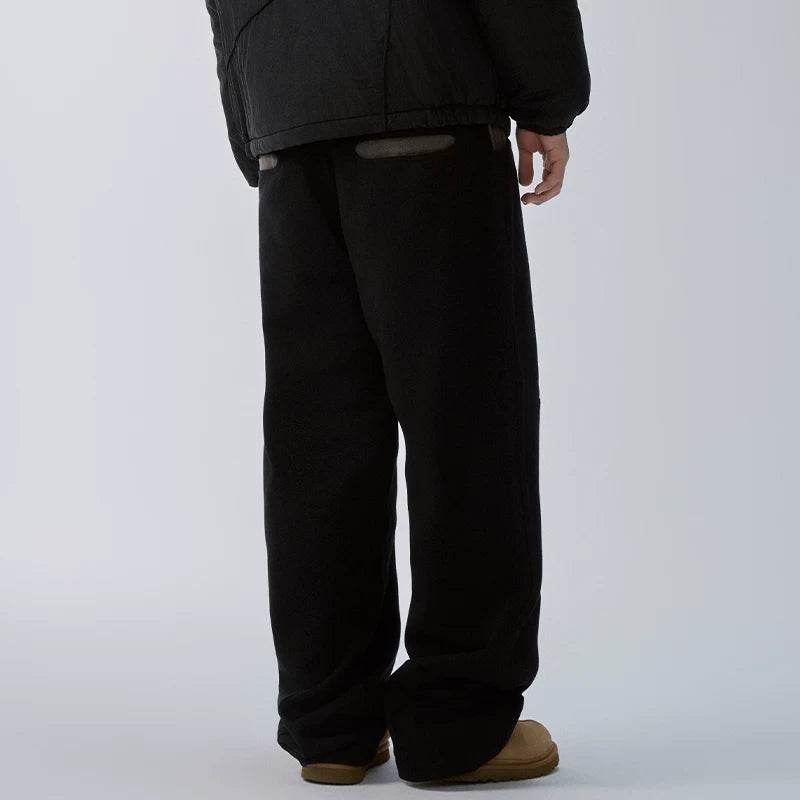 F2CE splicing contrasting functional work pants, loose straight leg men's trendy Vibe style high street pants, casual pants for autumn and winter