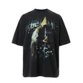 F2CE Heavy duty Washed Old American Retro Vintage High Street Trendy Printed T-shirt Summer Loose Casual Short Sleeve