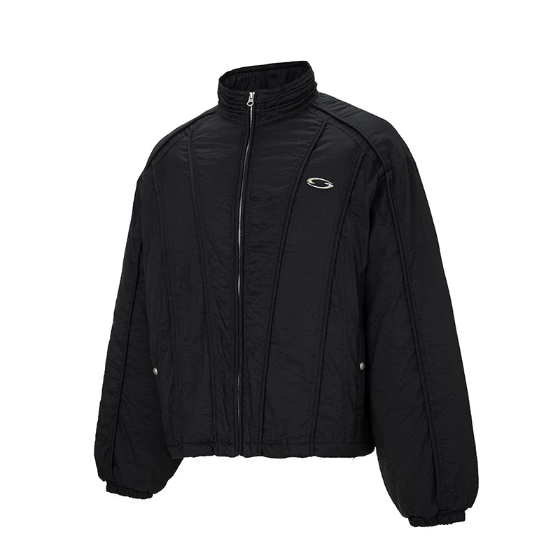 F2CE trendy cotton jacket with American three-dimensional lines deconstruction, loose and wide cotton jacket, thick and warm cotton winter casual jacket