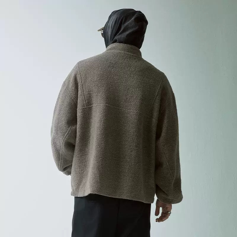 F2CE trendy loose and warm wool fleece sweater, Vibe jacket, autumn and winter stand collar half zipper couple jacket
