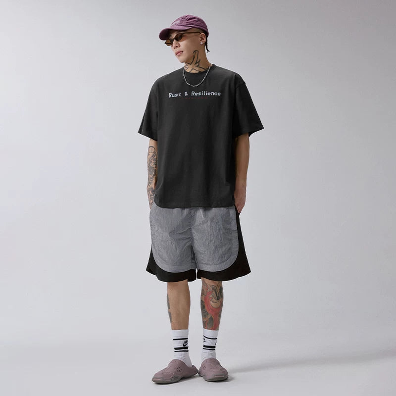 F2CE summer lightweight outdoor metal nylon splicing trend sports five point beach pocket workwear drawstring shorts