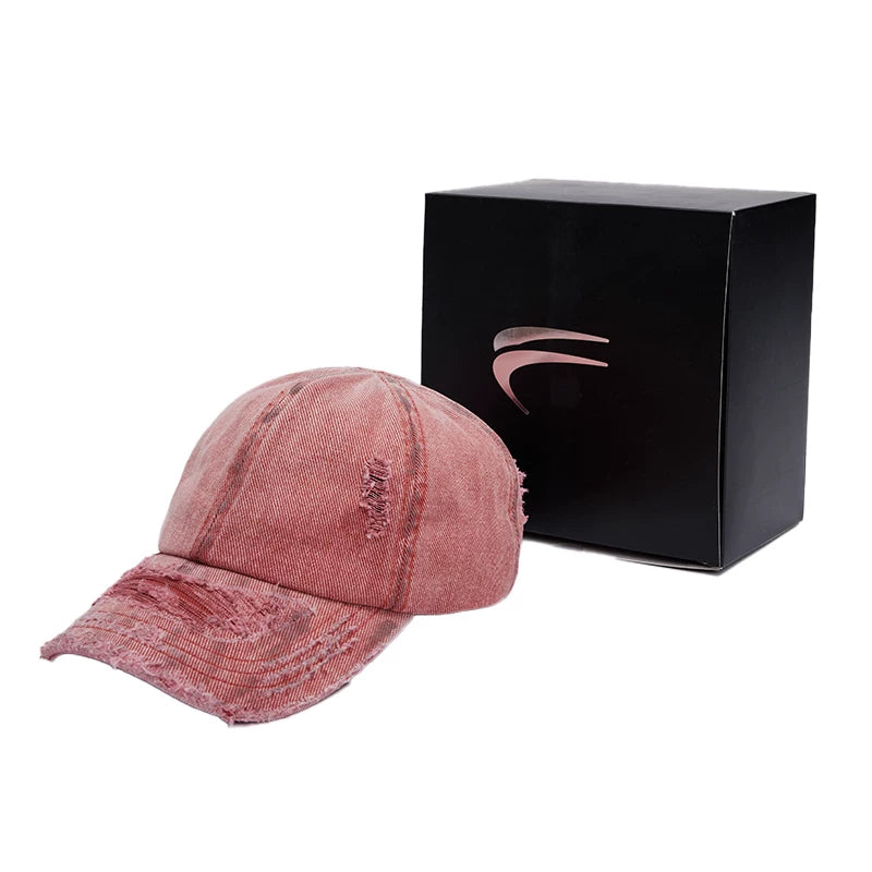 F2CE American worn out old red duckbill cap embroidered logo light curved brim cap for men and women casual couple baseball cap
